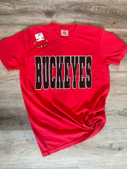 Buckeyes Black White Spangle Comfort Colors