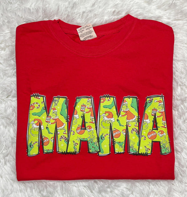 Mama Grinch Printed Puff Short Sleeve