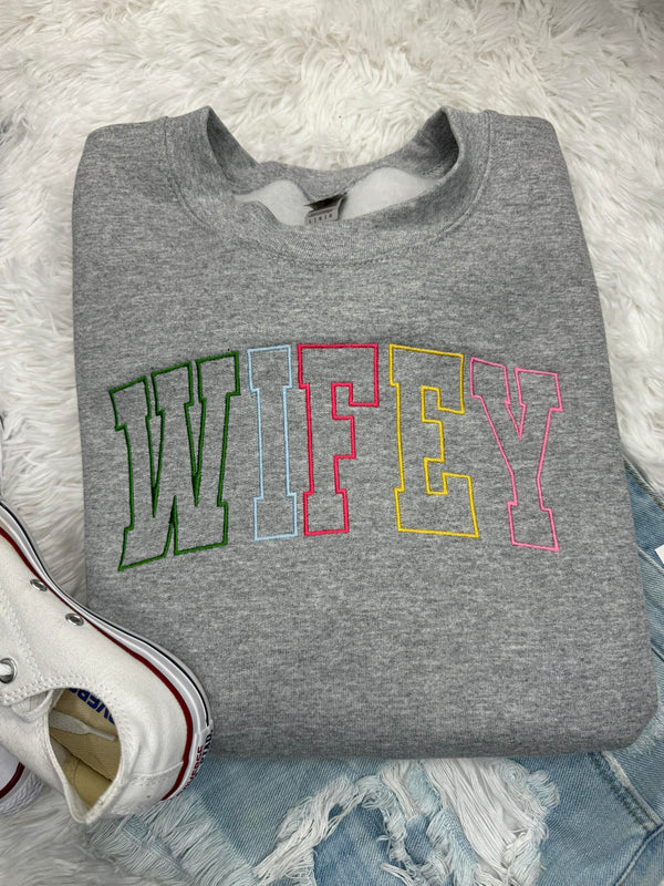 Custom WIFEY Rainbow Embroidery