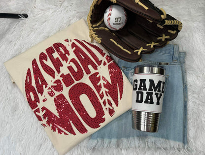 Baseball Mom Spangle Red