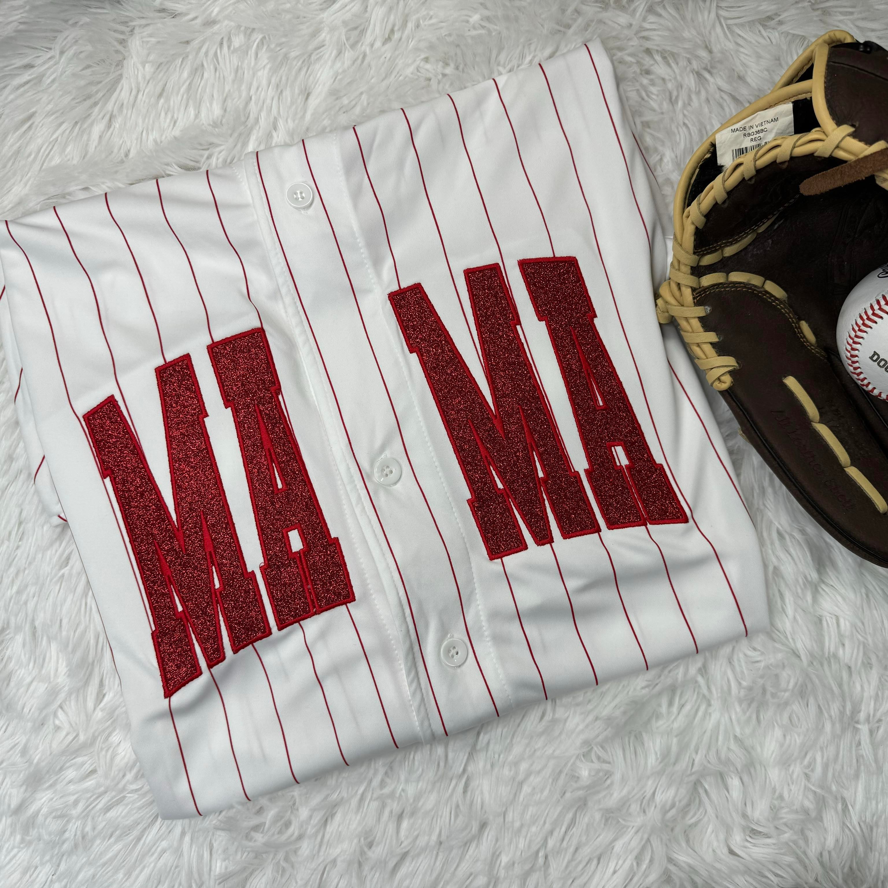 CUSTOM Glitter Embroidery BASEBALL JERSEY