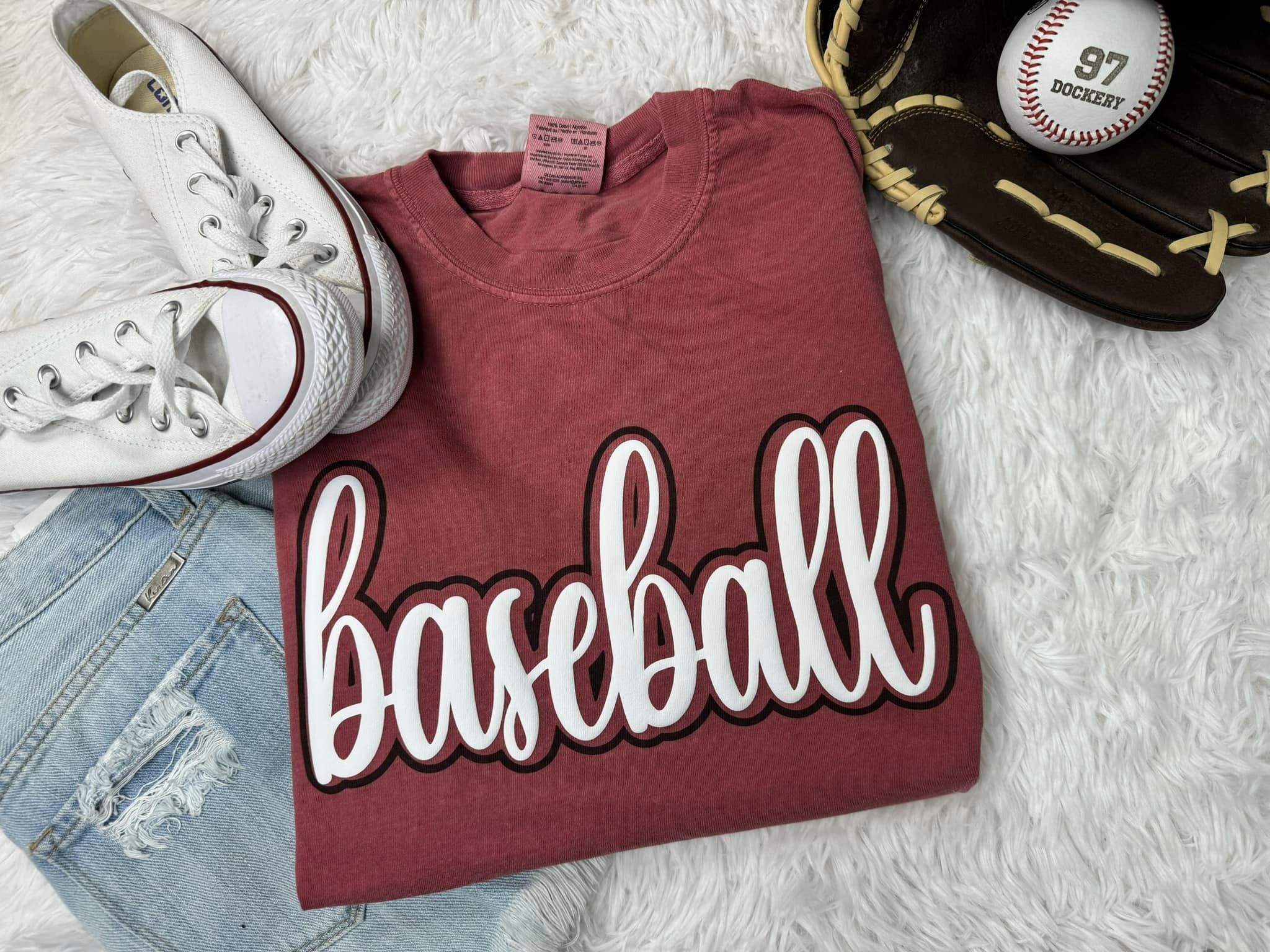 Baseball Outline Inside Puff Short Sleeve