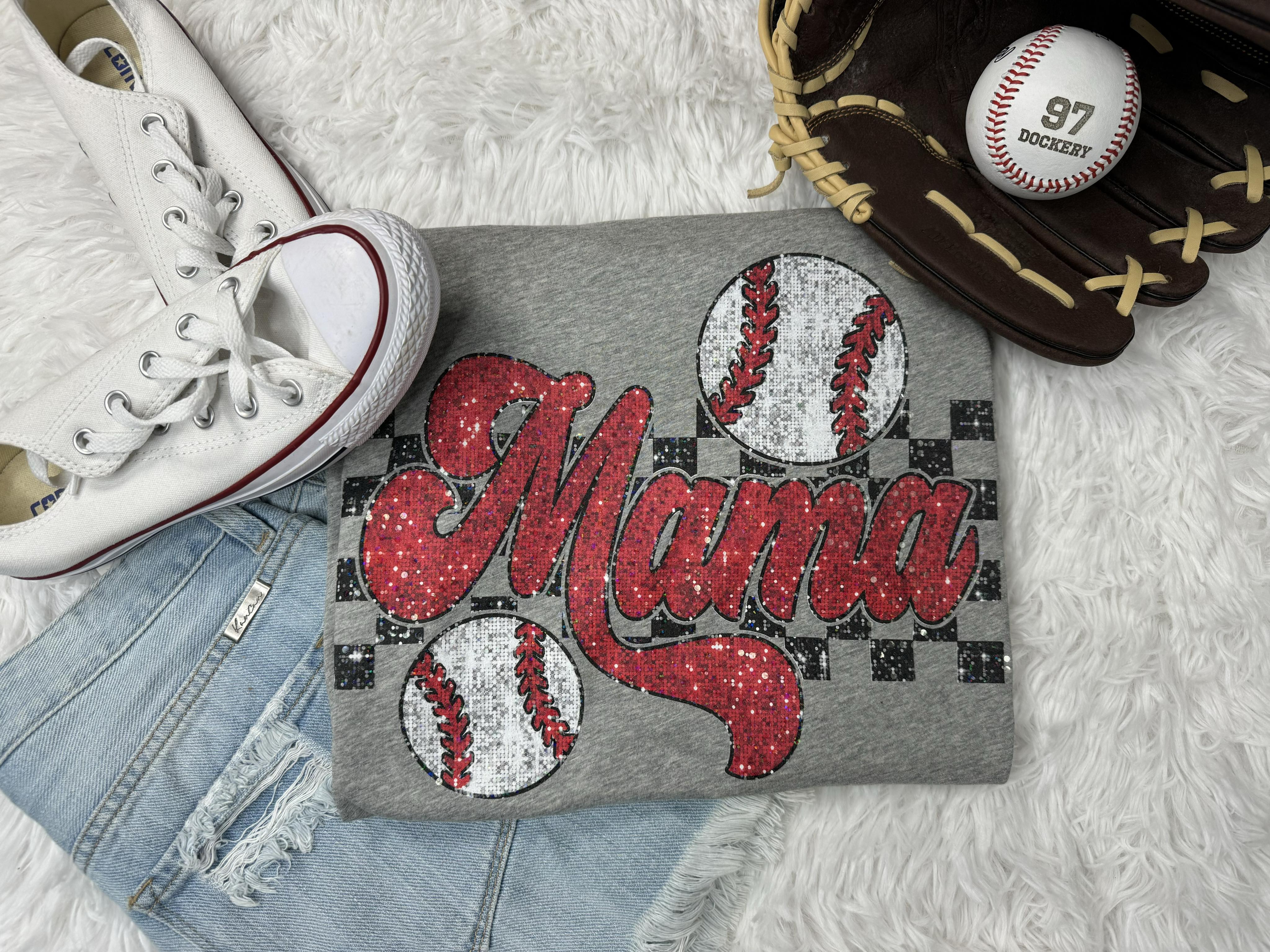 CUSTOM Baseball Name Checkered Spangle Short Sleeve