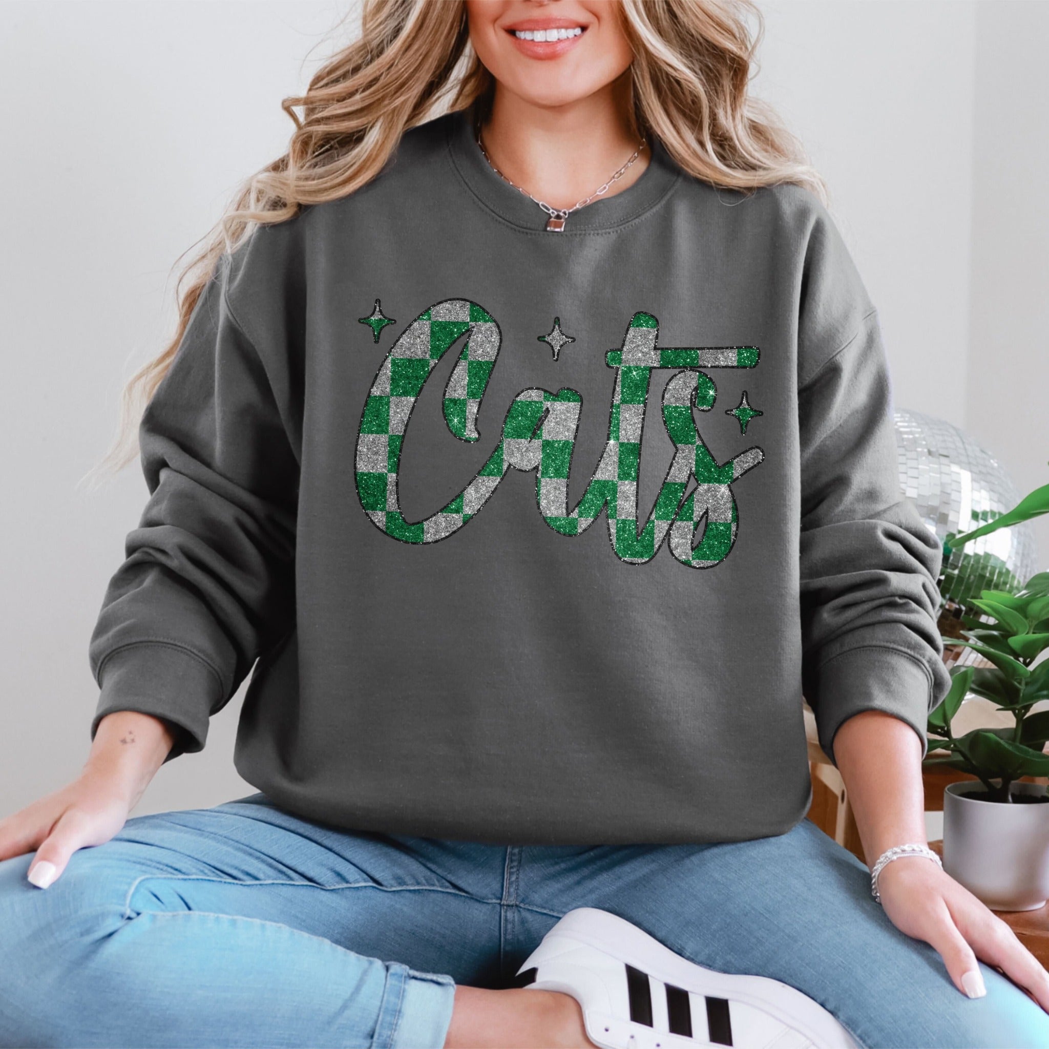 Faux Glitter Checkered Names