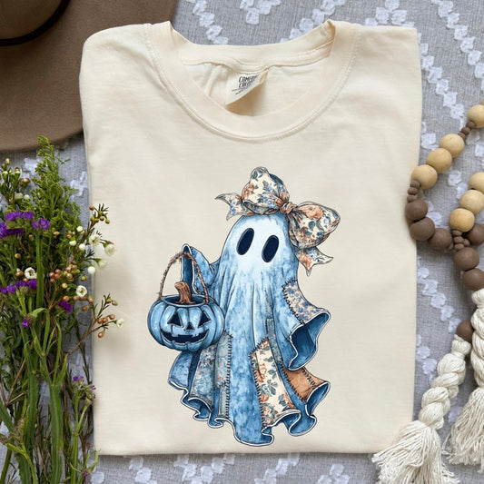 Blue Patchwork Ghost