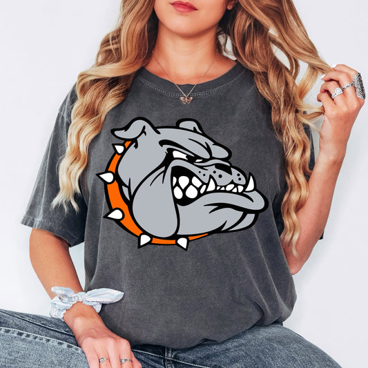 Bulldog Orange Collar Mascot Spangle