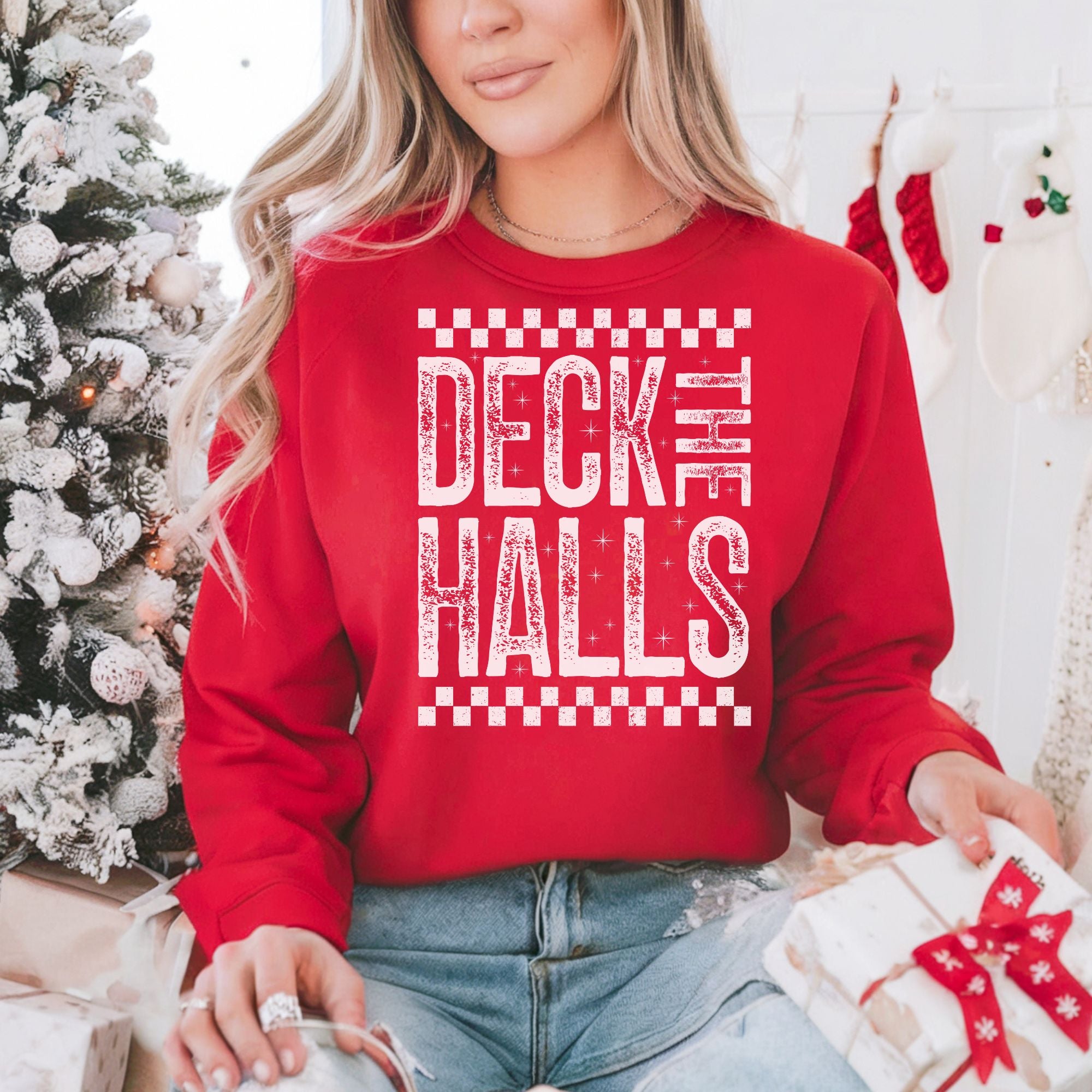 Deck the halls Grunge Checkered