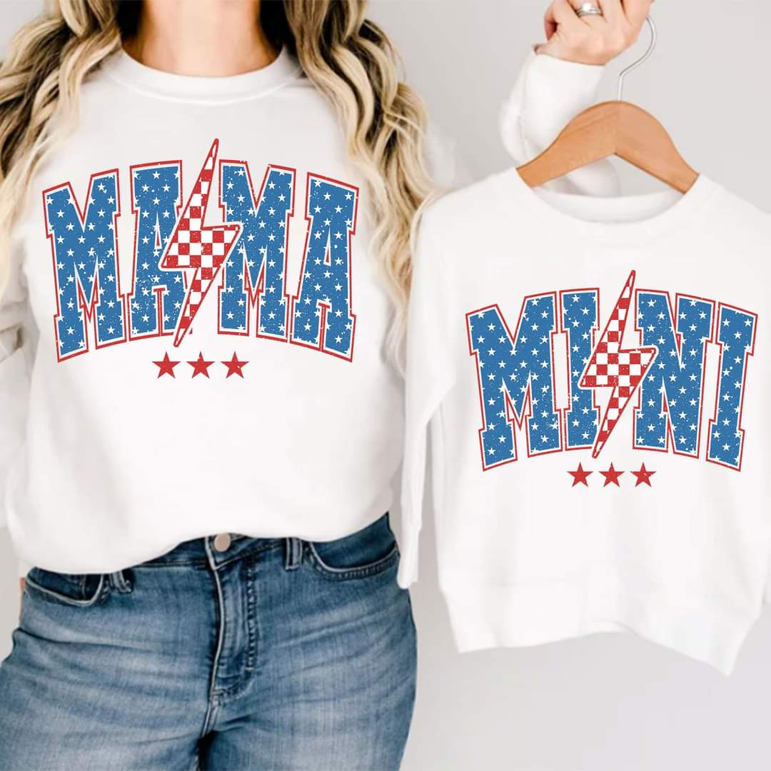 Mini Stars Checkered Lighting Crew Fleece