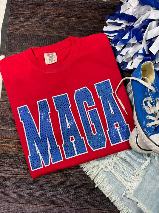 MAGA blue white Spangle