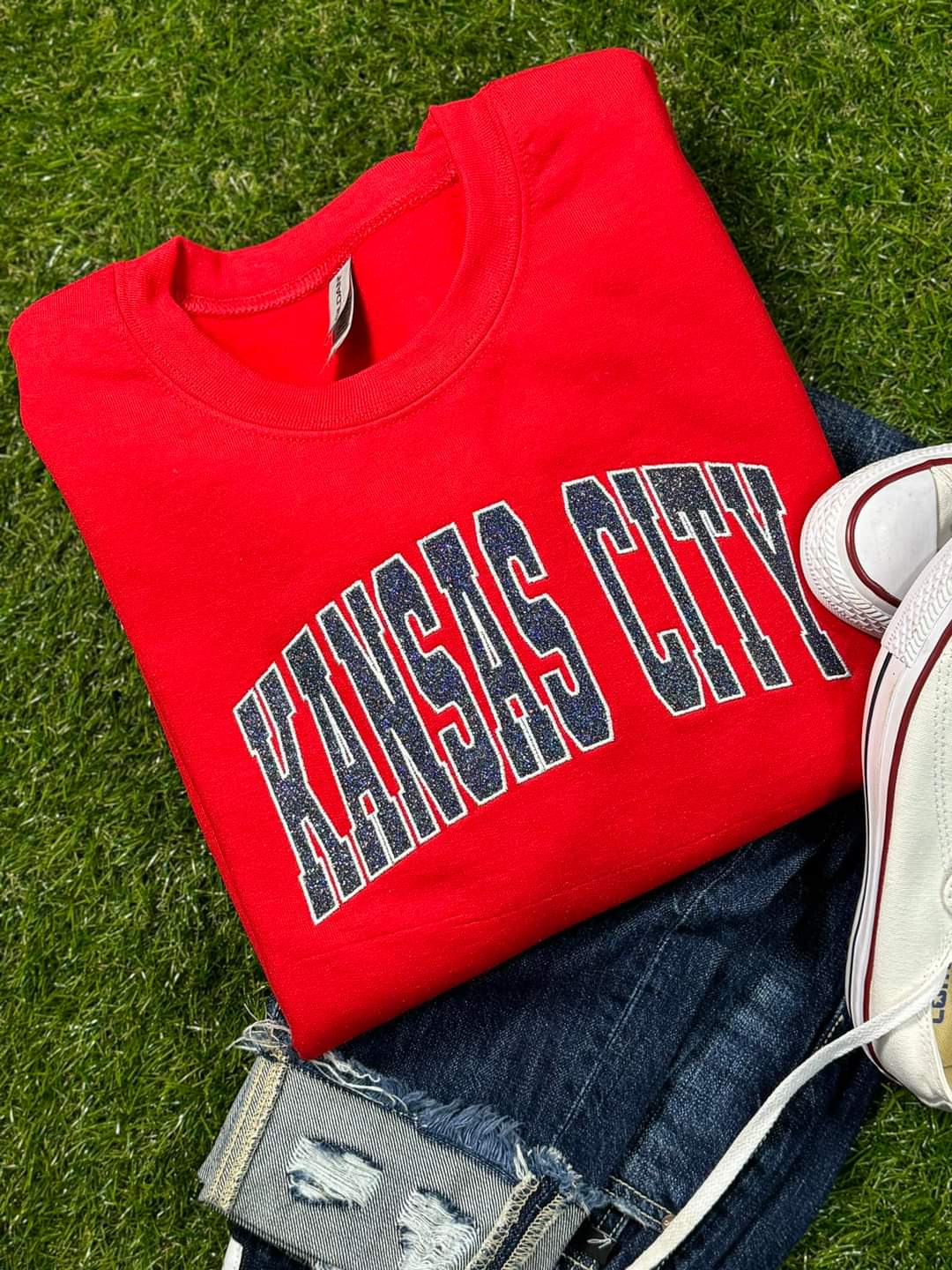 Kansas City Blue Glitter Embroidery