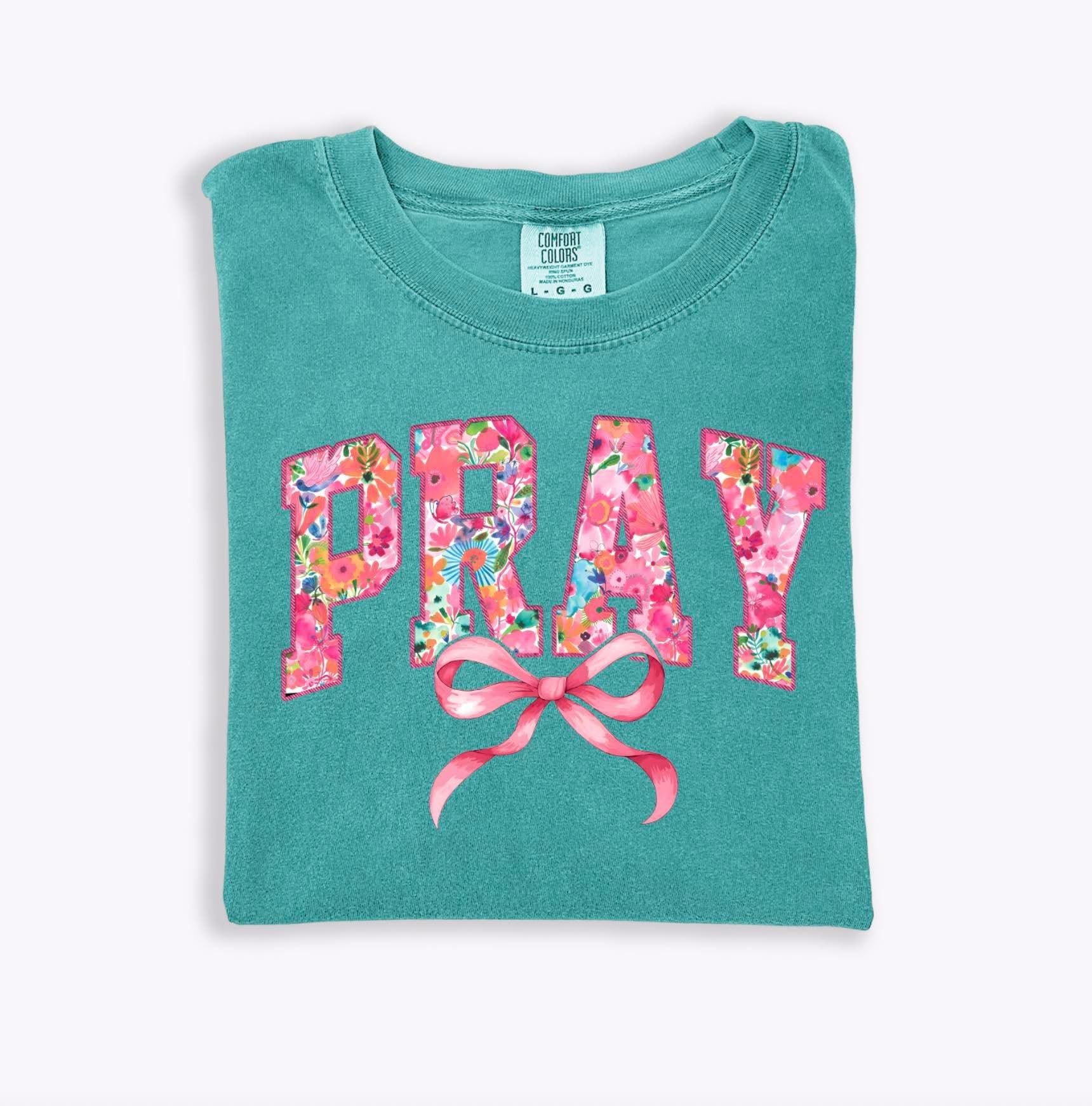 Pray Pink Outline Bow