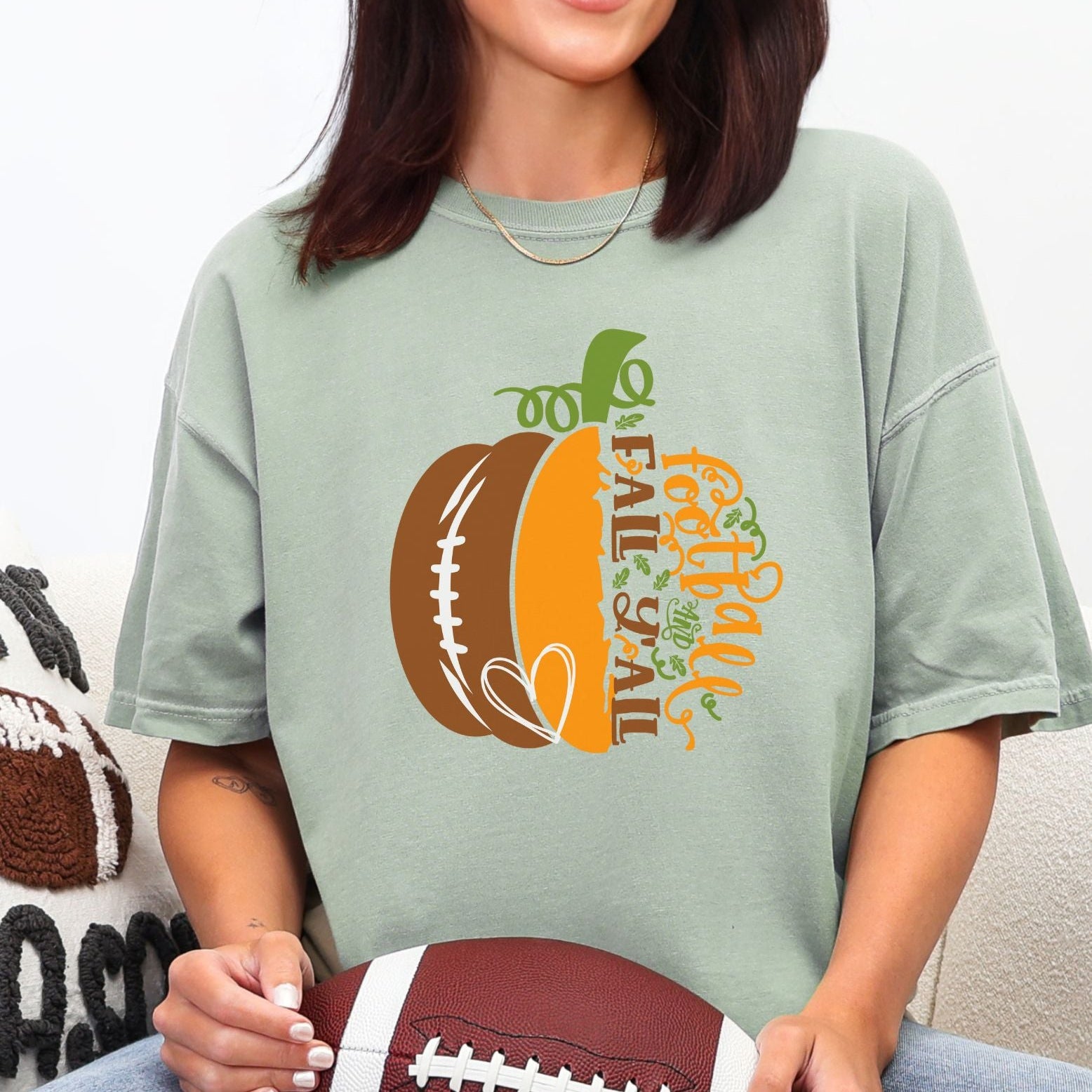 Football and Fall Yall Pumpkin