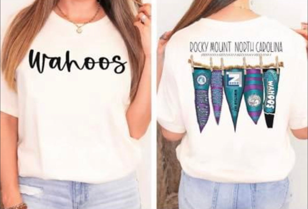 Rocky Mount North Carolina Wahoos Pennant Flags Short Sleeve