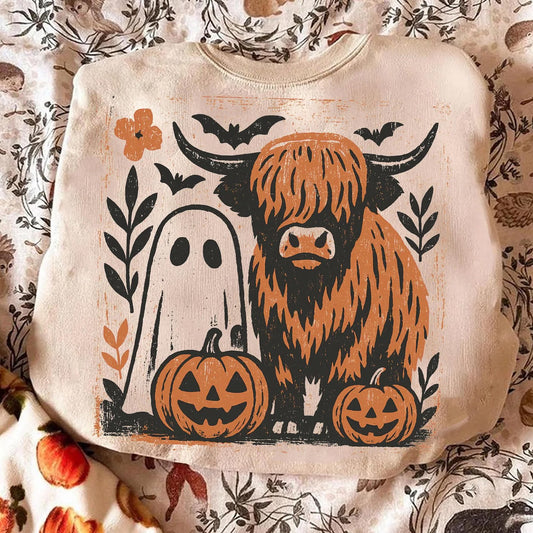 Fall Ghost and Highland Cow