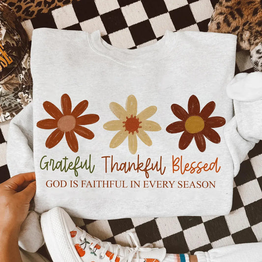 Fall Floral Grateful Thankful Blessed