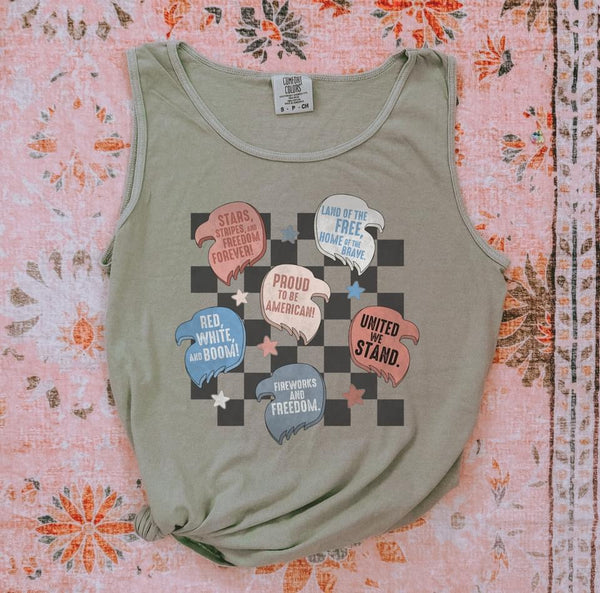 American Eagle Checkered Comfort Colors Tank