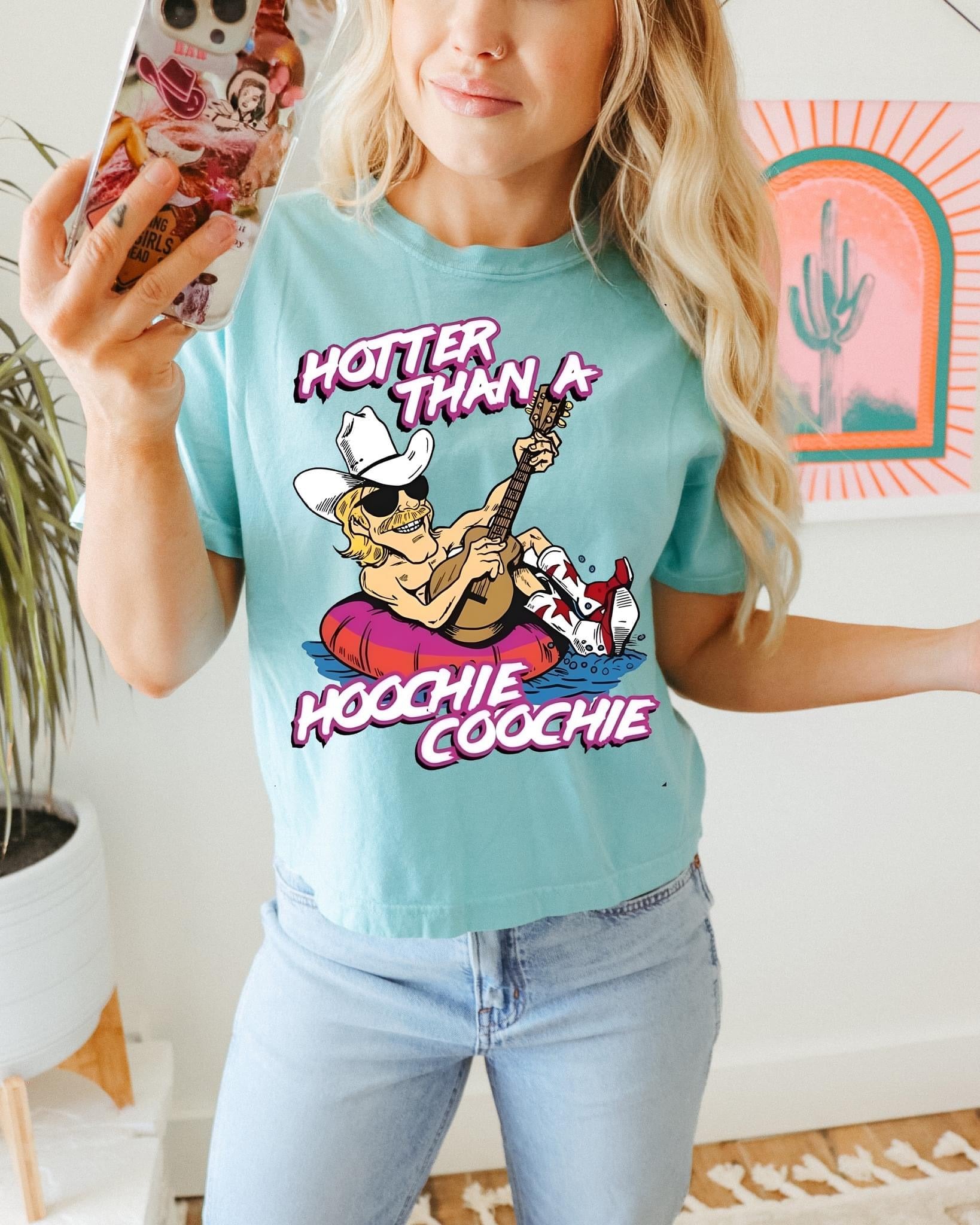 Hotter Than A Hoochie Coochie Boxy Crop Comfort Colors