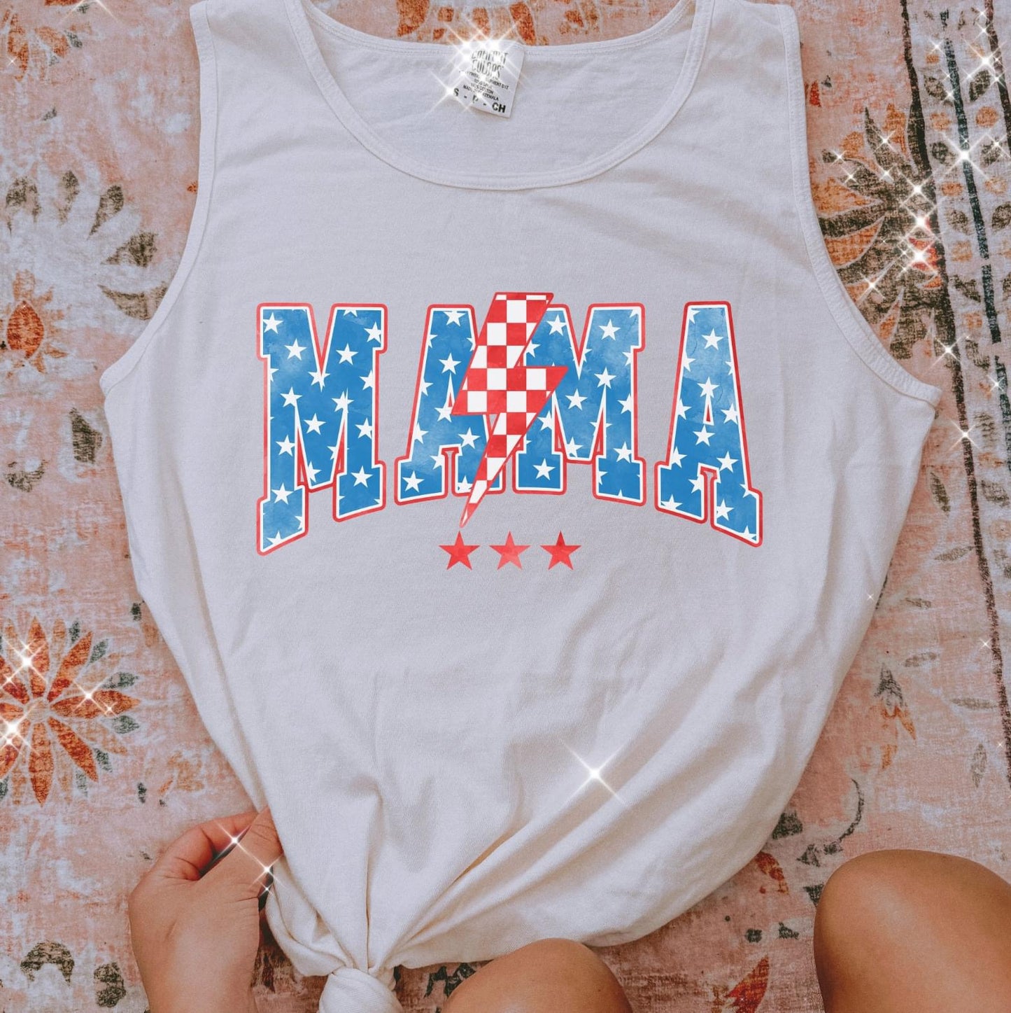 Mama Stars Checkered Lighting Comfort Colors Tank