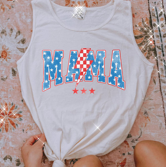 Mama Stars Checkered Lighting Comfort Colors Tank