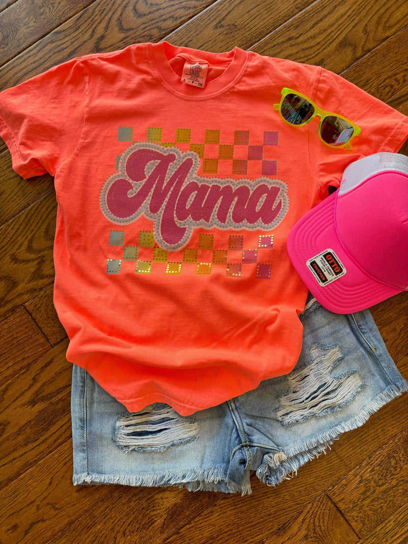 Mama Checkered Rainbow Spangle Comfort Colors