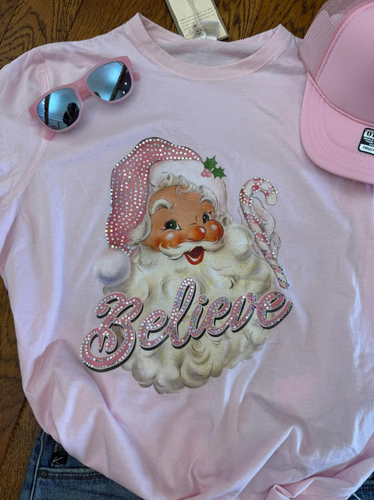 Pink Santa Spangle Comfort Colors