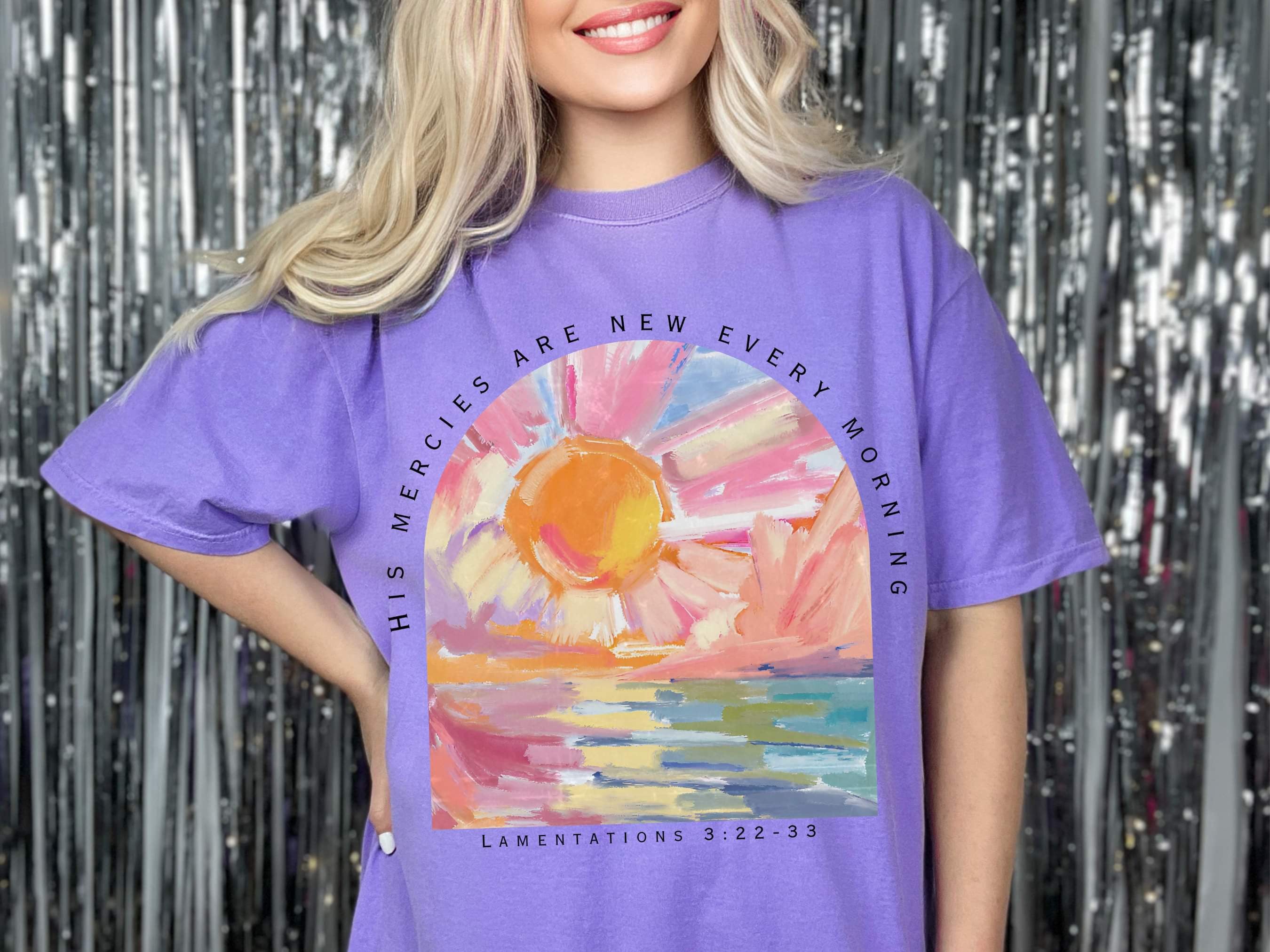 His Mercies are New Every Morning Water Color Front Print Comfort Colors