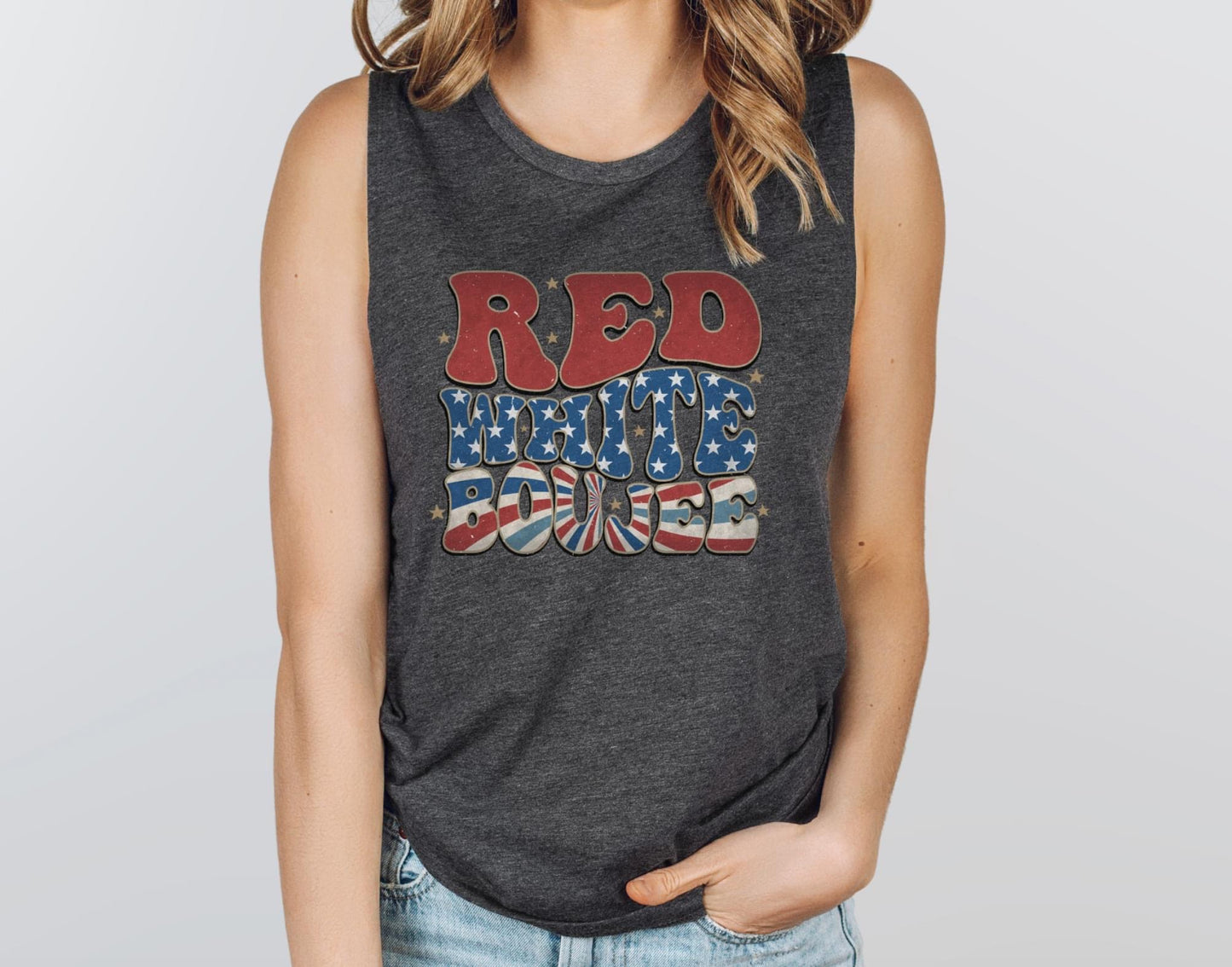 Red White Boujee Festival Tank