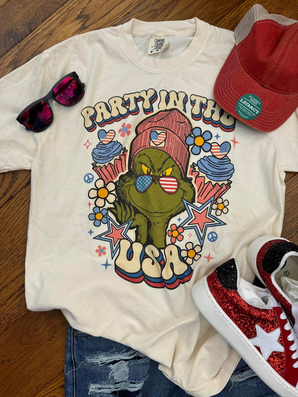 Party In The USA Grinch Comfort Colors Retail
