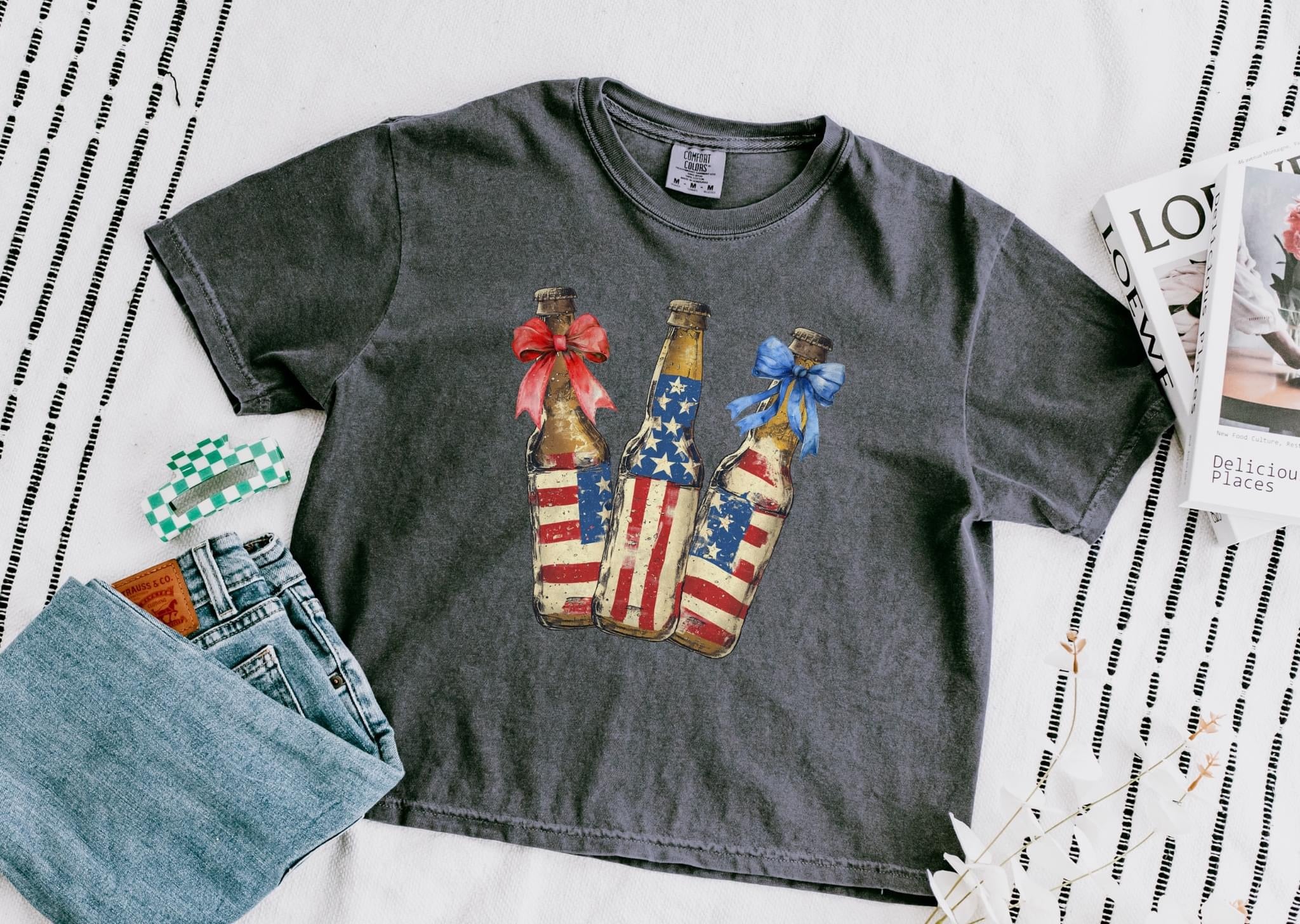 Red White And Blue Bottles With Bows Comfort Colors