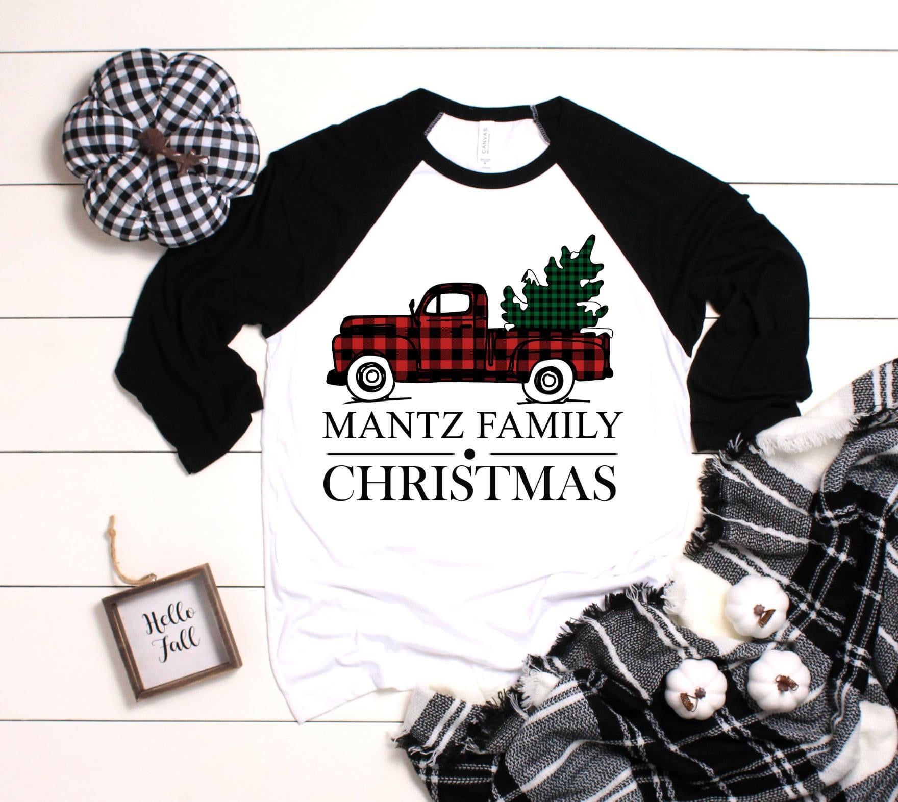 Custom Family Name Christmas Raglan
