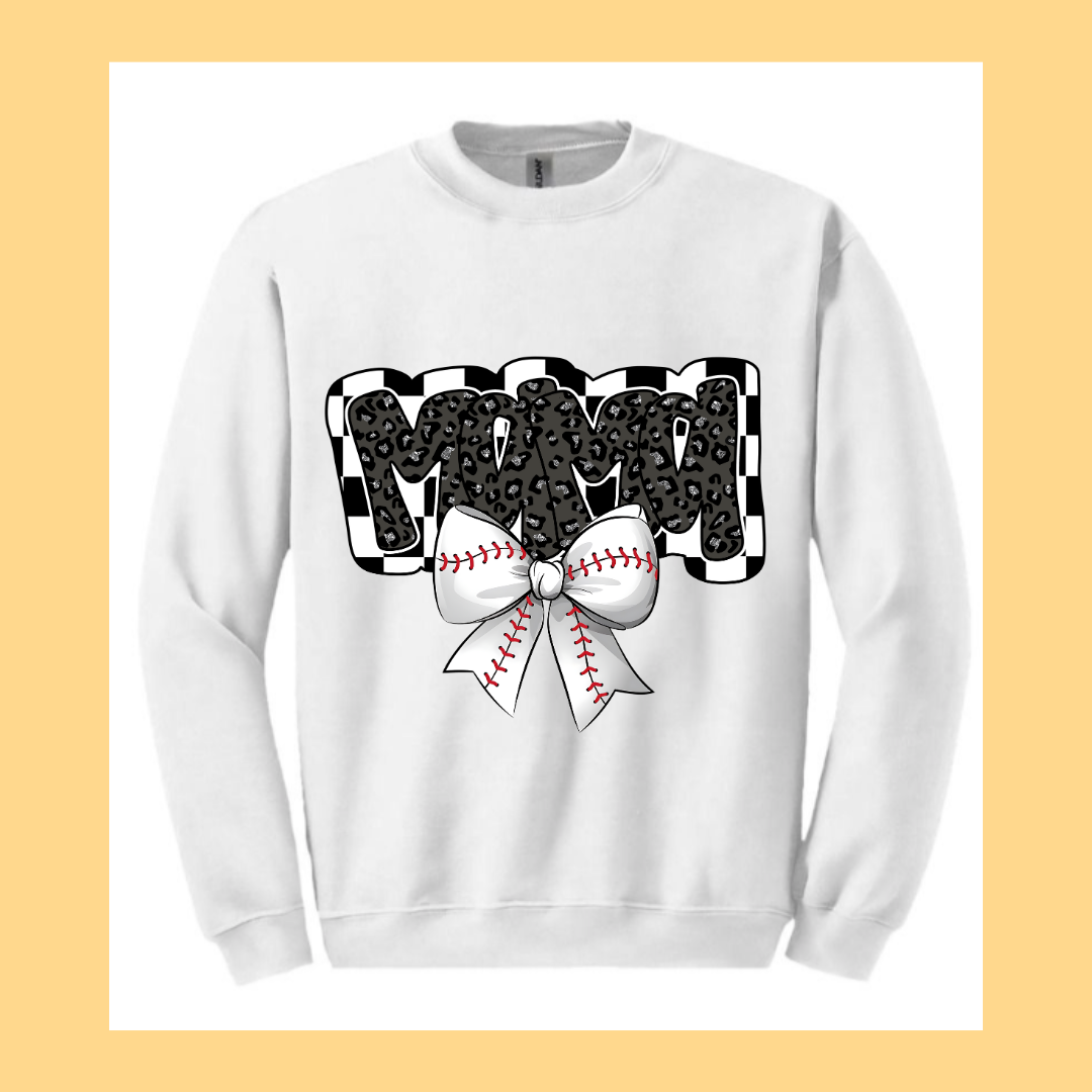 Mama Baseball Bow Crew Fleece