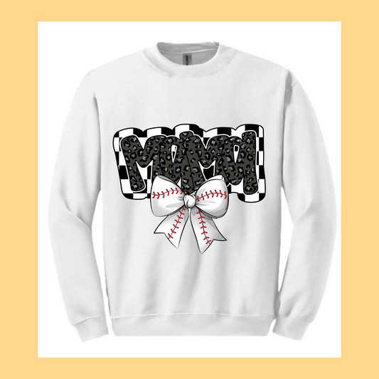 Mama Baseball Bow Crew Fleece