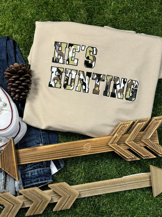 He’s Hunting Camo Embroidery