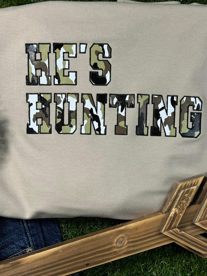 He’s Hunting Camo Embroidery