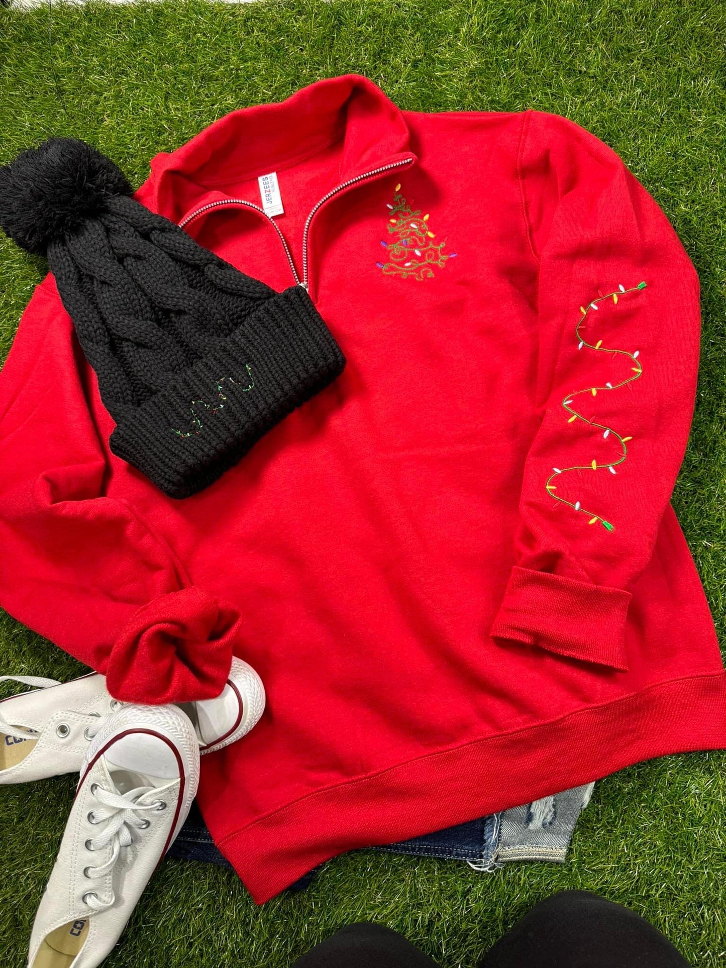 Christmas Lights Embroidered Quarter Zip