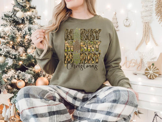 Merry Christmas Stacked Camo Trees