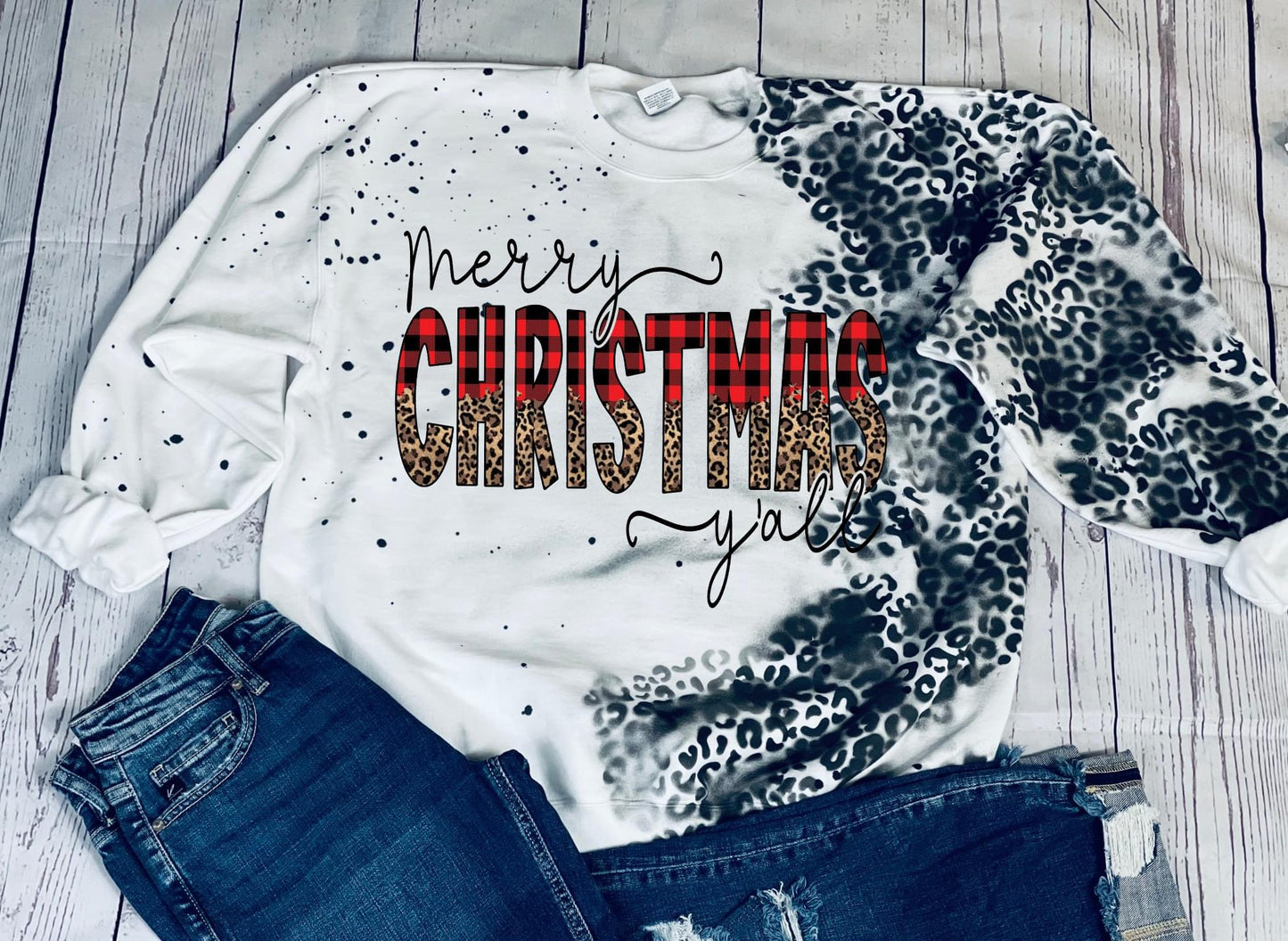 Merry Christmas Yall Leopard Spay Paint