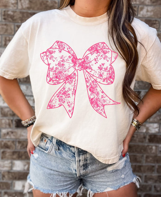 Pink Bow Boxy Crop
