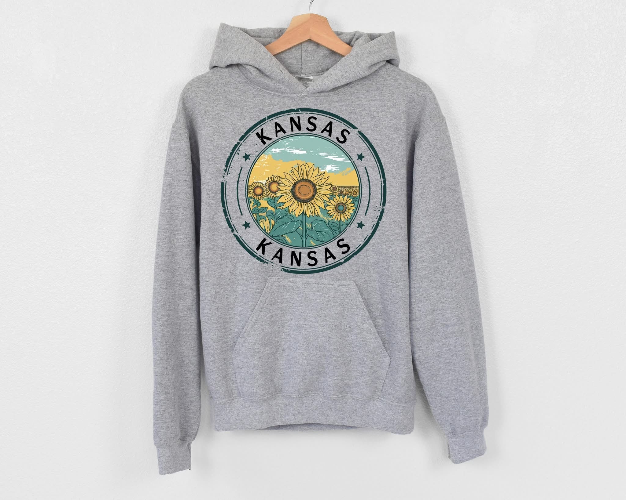 Kansas Stamp Hooded Fleece