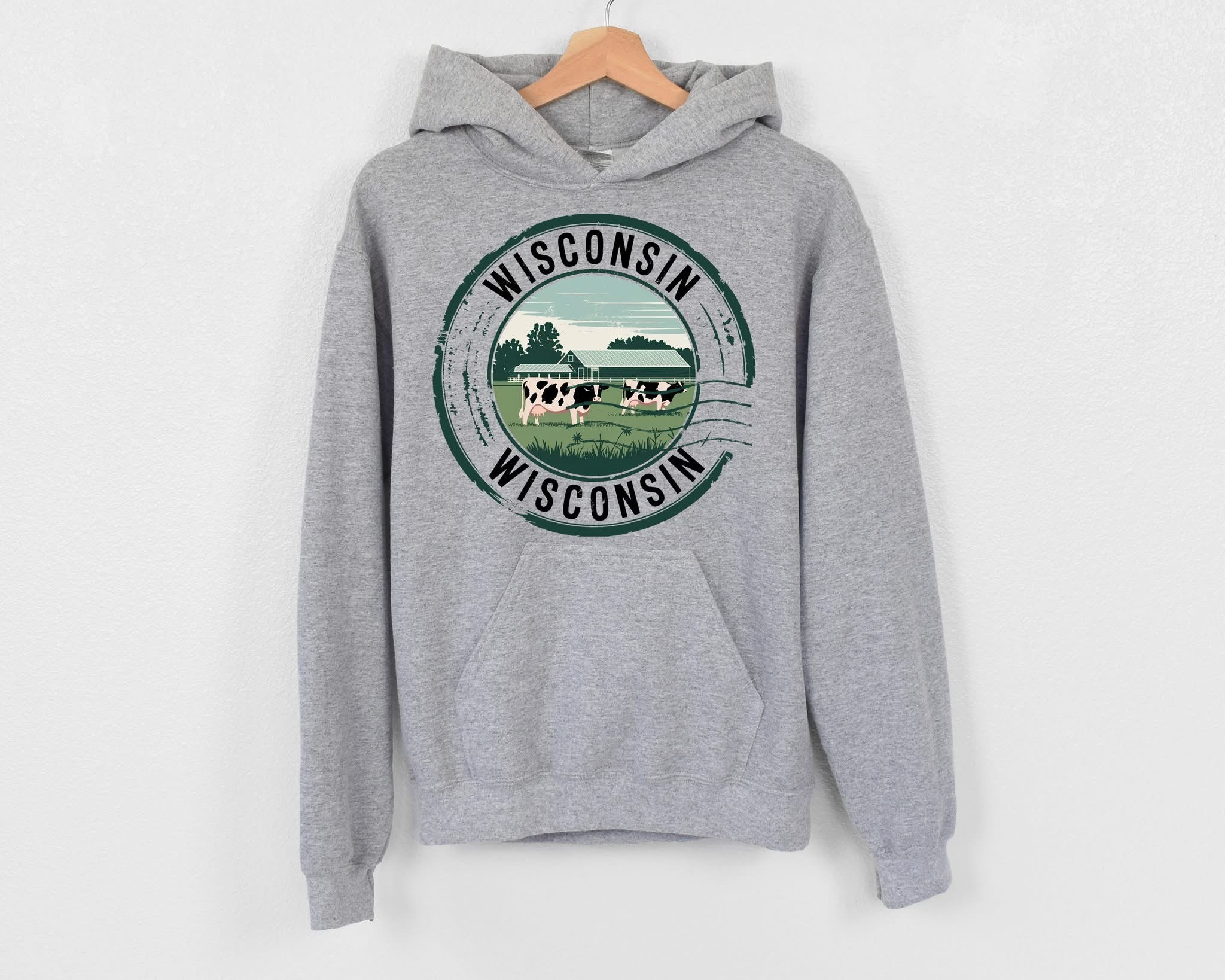 Wisconsin Stamp Hooded Fleece