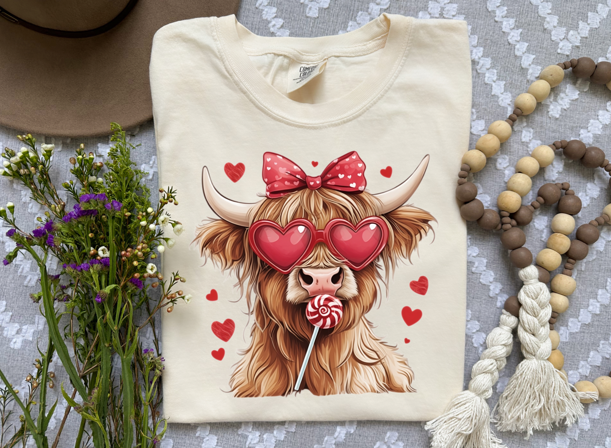 Valentine Highland Cow Comfort Colors