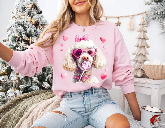 White Poodle Valentine Dog