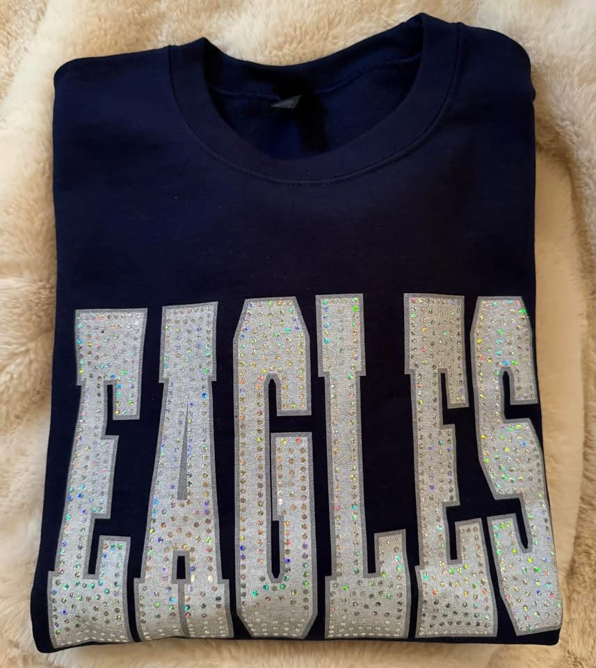 Eagles White Inside Silver Outline Spangle