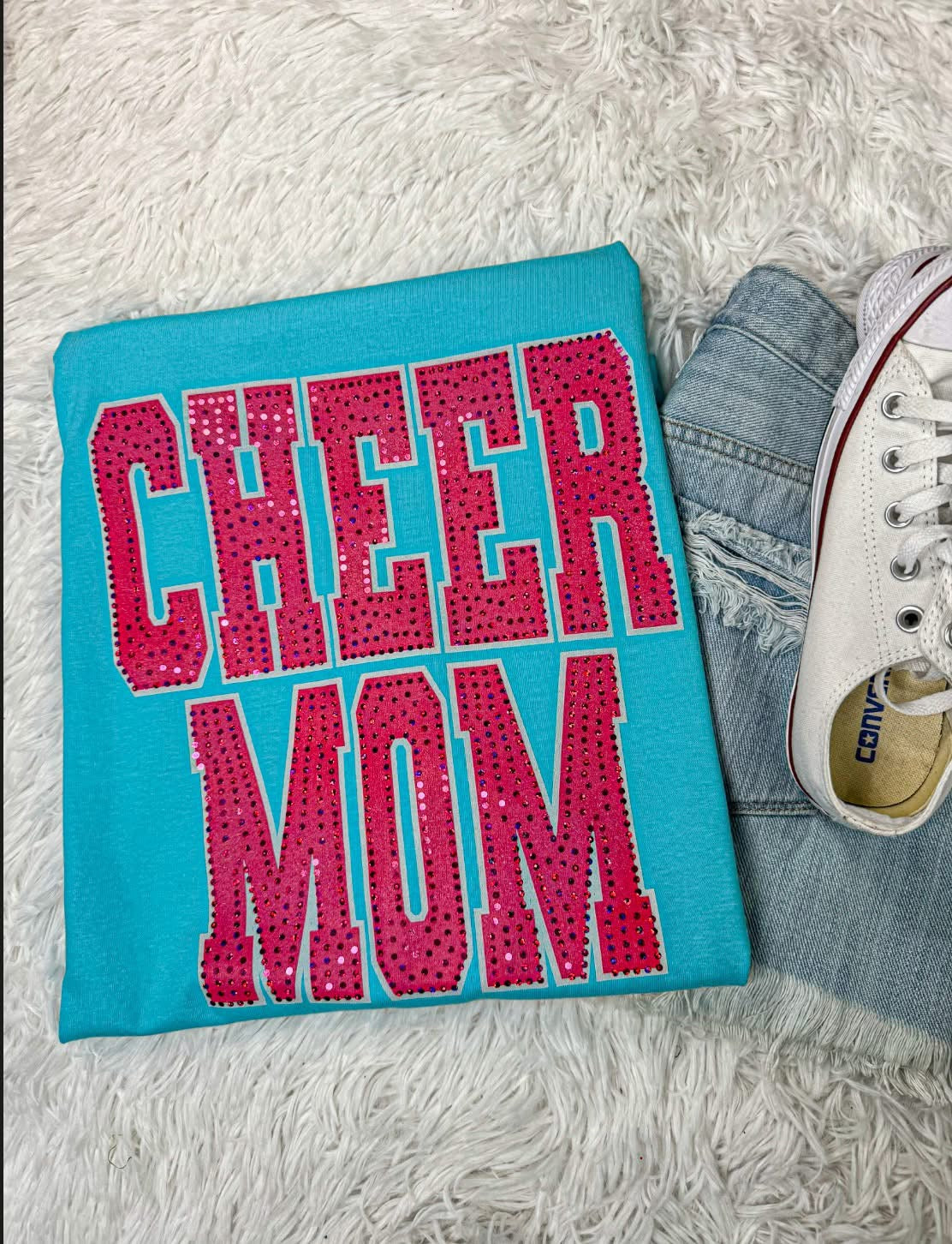 Cheer Mom Pink Spangle Comfort Colors