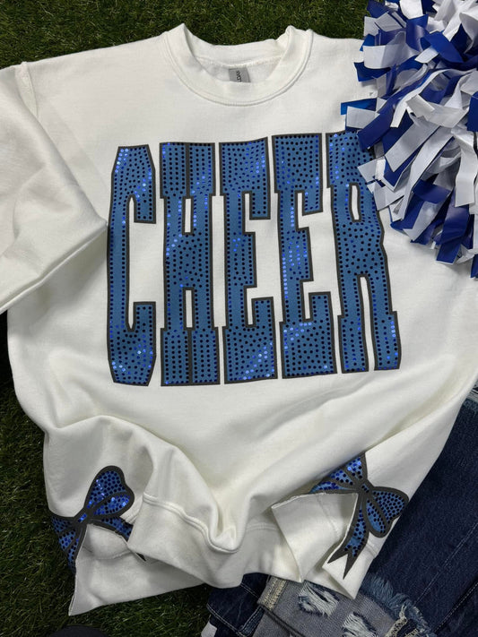 Cheer Royal And Black Spangle With Side Bows