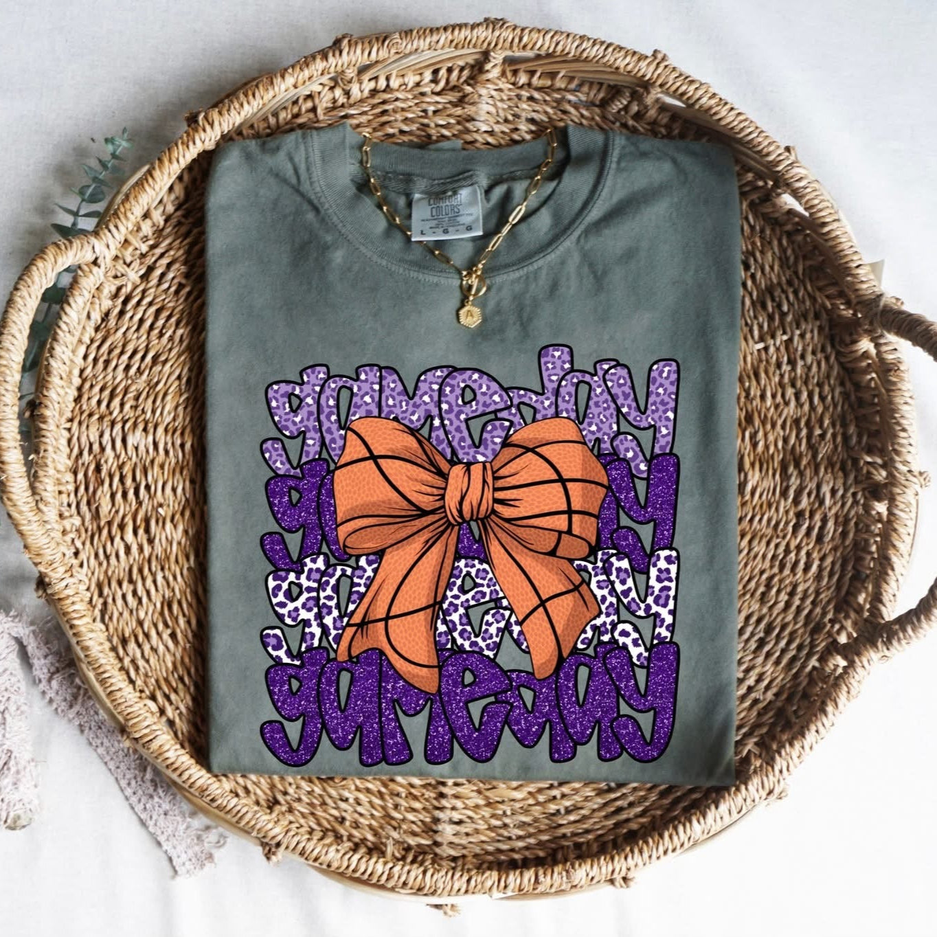 Basketball Bow Game Day Purple Comfort Colors