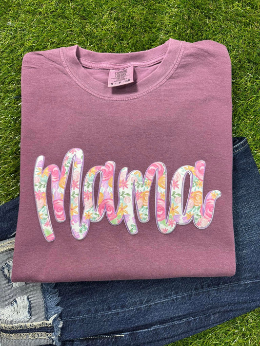 Mama Pink Floral Printed Puff