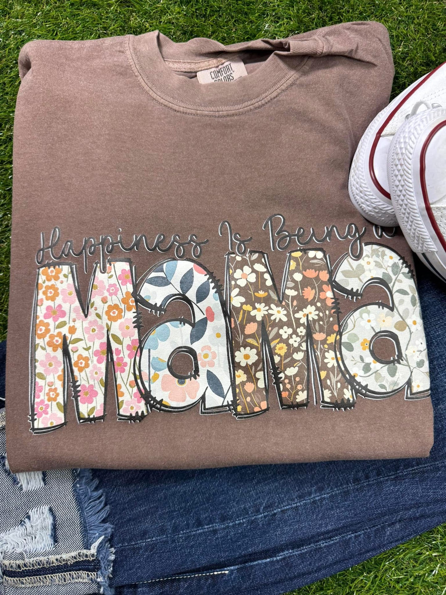 Happiness Is Being A Mama Wild Flower Printed Puff