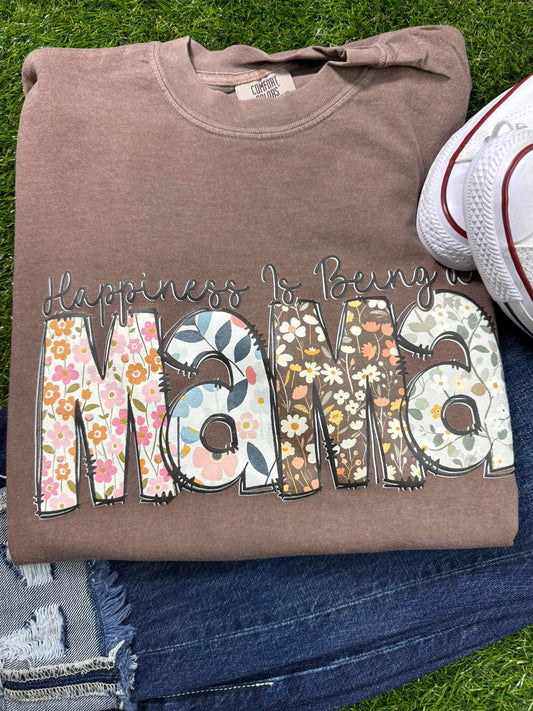 Happiness Is Being A Mama Wild Flower Printed Puff