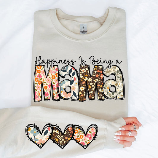 Happiness Is Being A Mama Wild Flower Printed Puff And Sleeve Print